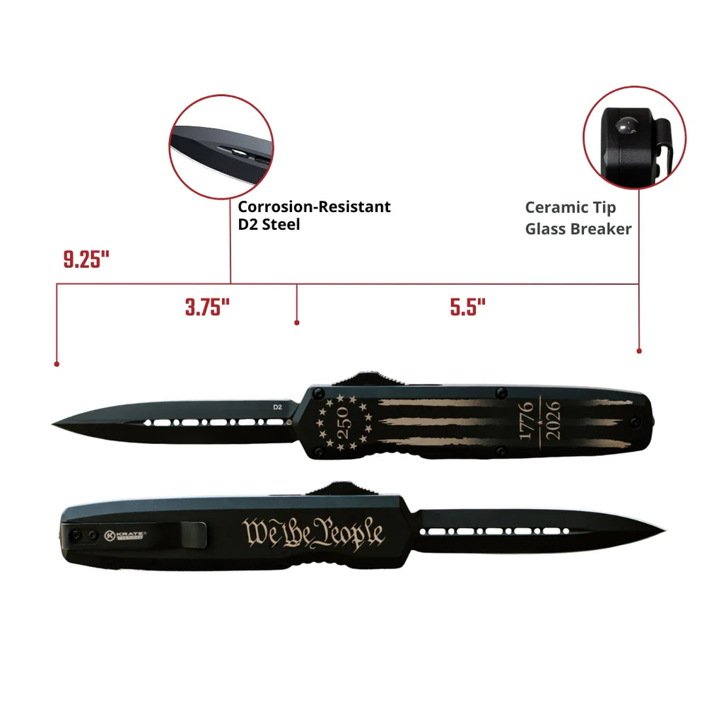 Krate Tactical- Betsy Ross Flag Large OTF Knife