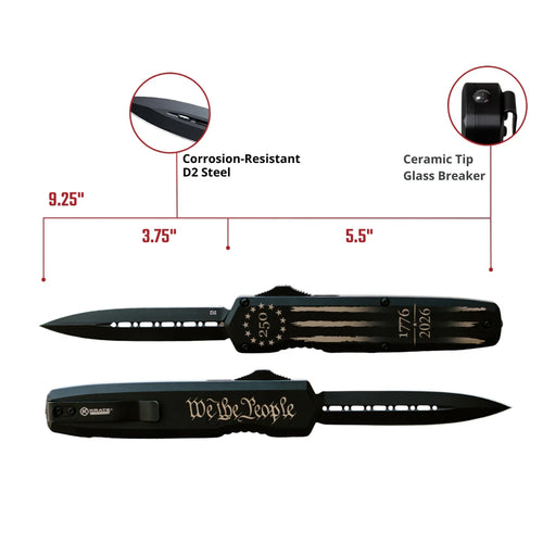 Krate Tactical- Betsy Ross Flag Large OTF Knife