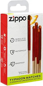Zippo Typhoon Matches Waterproof Windproof Survival Matches, Stormproof, Camping Fire Starter Kit, Strike Anywhere, Emergency, Storm Proof