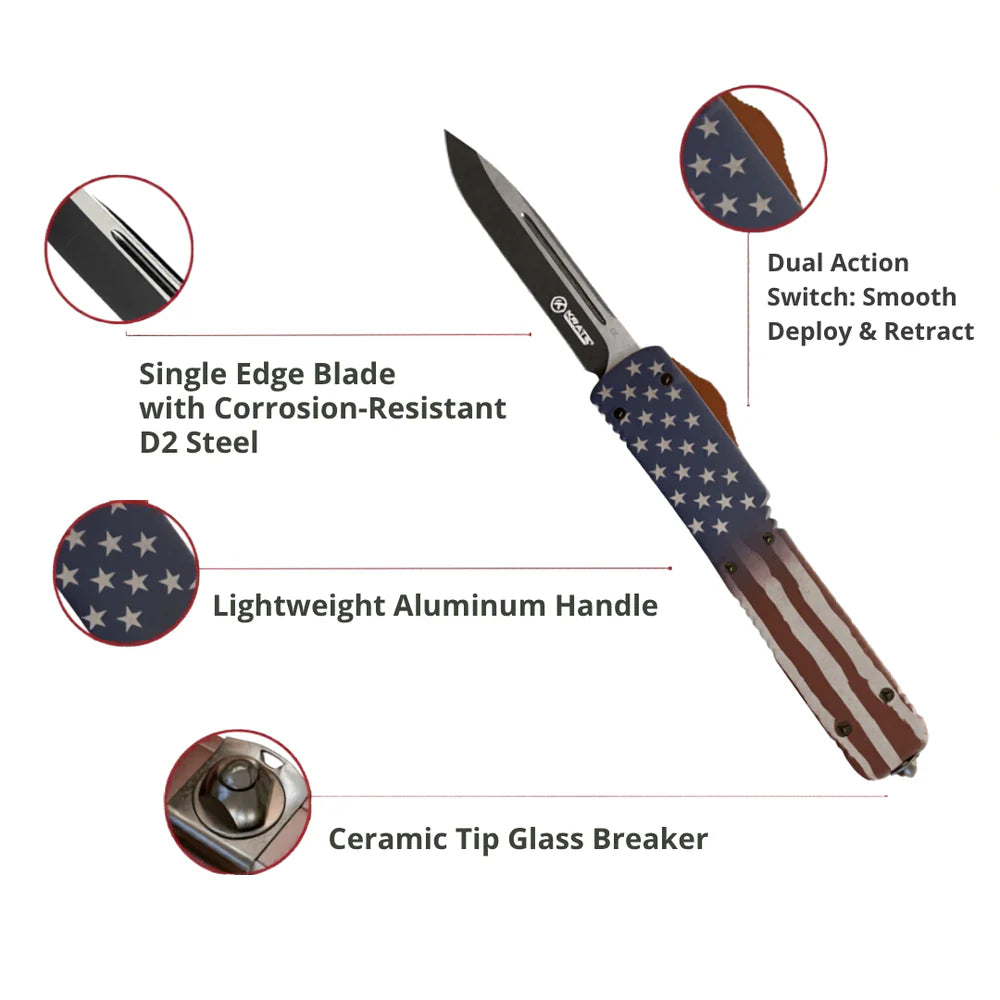 Krate Tactical- American Flag OTF Knife