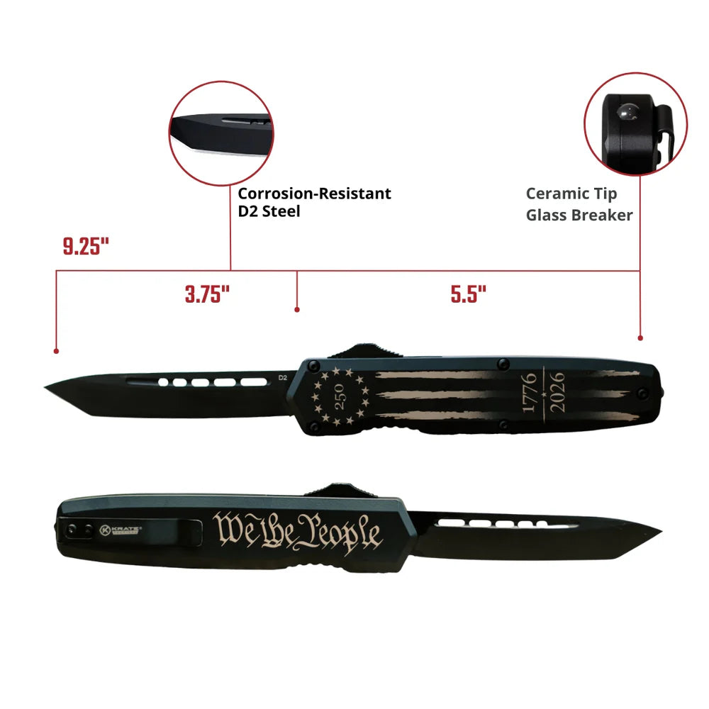 Krate Tactical- Betsy Ross Flag Large OTF Knife